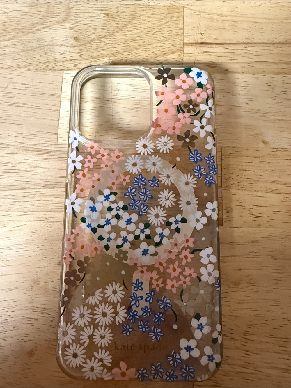 kate spade Clear Floral Phone Case - Pink, Blue & White 15 pro max
